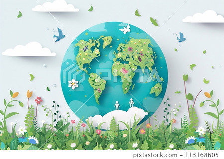 Mother earth day tribute vector illustration in white tone. 113168605