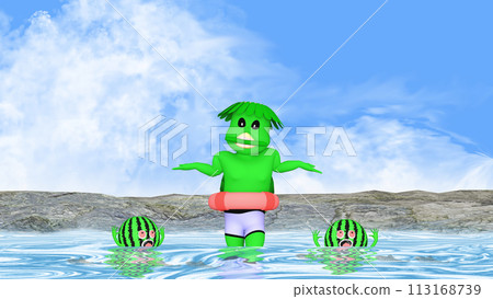 Kappa boy with a cucumber in his mouth and watermelon drowning Material for writing about a water accident Kappa boy with a cucumber in his mouth and watermelon drowning Material for writing about a water accident 113168739