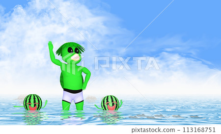 Kappa boy and watermelon-kun lettering material 113168751