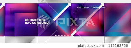 Gradient triangles composition with bright fluid colors. Vector Illustration For Wallpaper, Banner, Background, Card, Book Illustration, landing page Gradient triangles composition with bright fluid colors. Vector Illustration For Wallpaper, Banner, Background, Card, Book Illustration, landing page 113168766