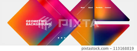 Gradient triangles composition with bright fluid colors. Vector Illustration For Wallpaper, Banner, Background, Card, Book Illustration, landing page Gradient triangles composition with bright fluid colors. Vector Illustration For Wallpaper, Banner, Background, Card, Book Illustration, landing page 113168819