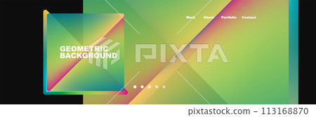 Colorful fluid gradient triangles and squares web site template. Vector Illustration For Wallpaper, Banner, Background, Card, Book Illustration, landing page 113168870