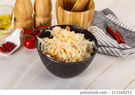 Homemade fermented cabbage Sauerkraut 113169253