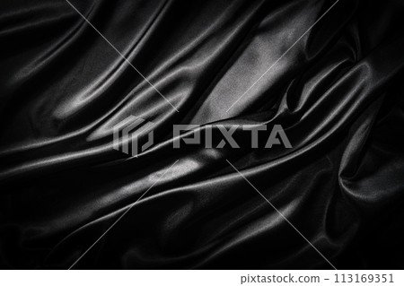 黑色絲綢布背景紋理 113169351