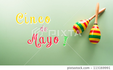 Cinco de Mayo holiday background made from maracas and the text on pastel background. 113169991
