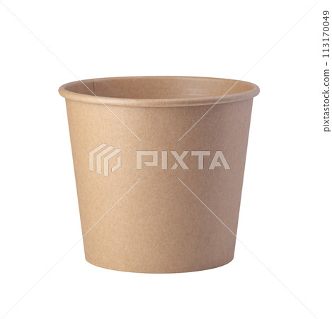 Brown disposable paper bucket isolated on a white background Brown disposable paper bucket isolated on a white background 113170049