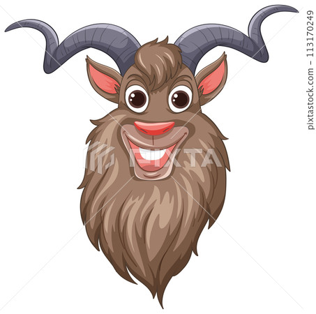 Cheerful Cartoon Goat Illustration 113170249