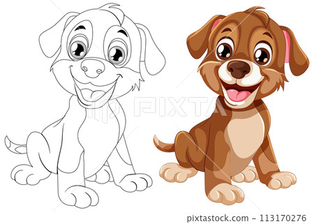 Cheerful Puppy Friends Vector Illustration Cheerful Puppy Friends Vector Illustration 113170276