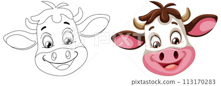 Cheerful Cow Cartoon Character Illustration Cheerful Cow Cartoon Character Illustration 113170283