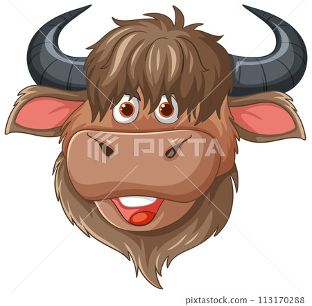 Cheerful Cartoon Yak Character Cheerful Cartoon Yak Character 113170288