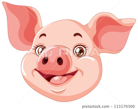 Cheerful Cartoon Pig Face Illustration Cheerful Cartoon Pig Face Illustration 113170300