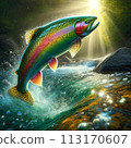 飛翔在光中：清澈溪流中的虹鱒魚 113170607