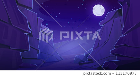 Night landscape with cliff mountain canyon 113170975