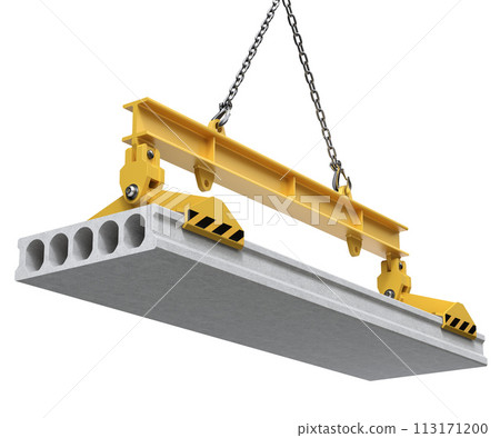 Precast concrete slab with lifting clamp isolated on white background - 3D illustration 113171200