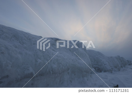 Hokkaido Onnebetsu iceberg twilight color 113171281