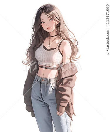 動漫風格女高中生全身肖像AI生成 113171600