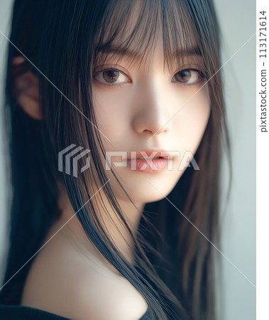 長黑髮的美女“AI生成圖像” 113171614