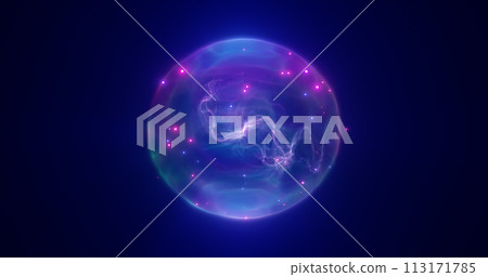 Blue purple energy sphere digital hi-tech ball futuristic magic plasma circle glowing bright force field abstract background Blue purple energy sphere digital hi-tech ball futuristic magic plasma circle glowing bright force field abstract background 113171785