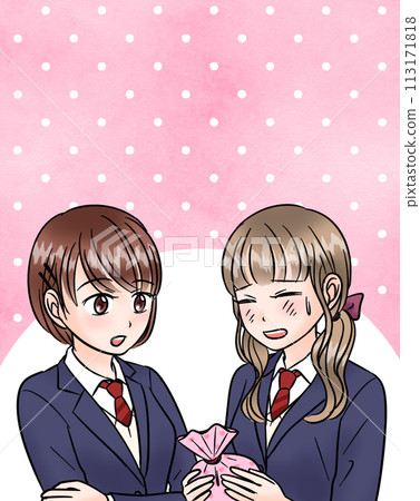 因無法送情人節巧克力而陷入困境的女學生 - 包括背景 113171818