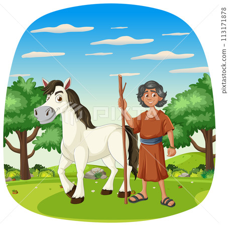 Shepherd Boy and His Trusty Horse Shepherd Boy and His Trusty Horse 113171878