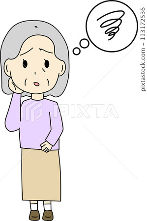 Illustration of a worried grandmother 113172536