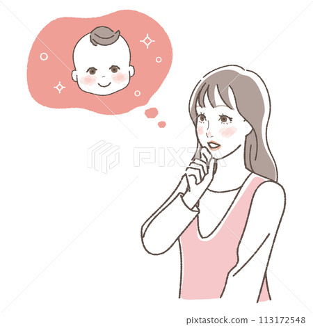 插圖,上半身,一個想要孩子的女人。 插圖,上半身,一個想要孩子的女人。 113172548