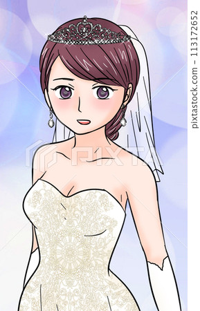 Bride with serious expression, background included 113172652