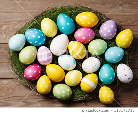 Colorful festive Easter eggs 113172785