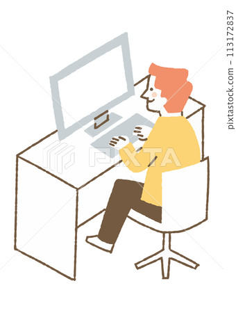 A man working on a desktop computer_color 113172837