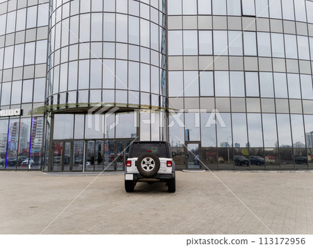 Rear view offroad Jeep Wrangler. Rear view offroad Jeep Wrangler. 113172956