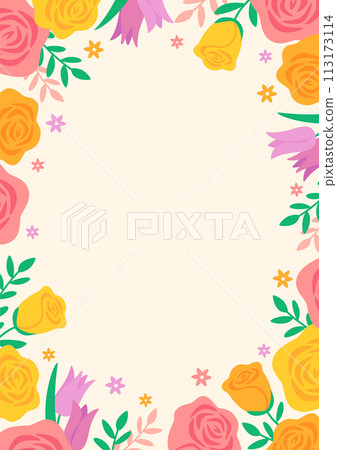 可愛的花卉彩色框架 113173114