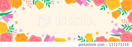 可愛的花卉彩色框架 113173116