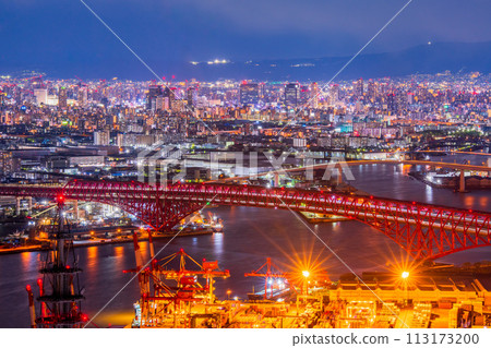 Night view from Osaka Sakishima Government Building Cosmo Tower Observatory 113173200