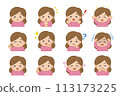 有各種面部表情的女人 113173225