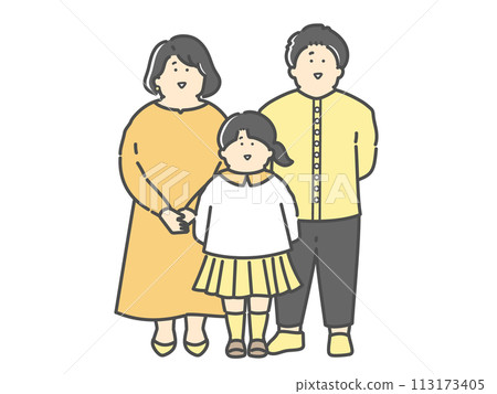 Family illustration of young couple and children 113173405