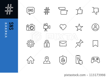 SNS用線描圖示20件套 113173998