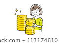 Vector illustration material: woman collecting money and points 113174610