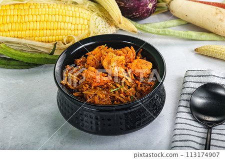 Indian cuisine - Biryani rice with prawn Indian cuisine - Biryani rice with prawn 113174907