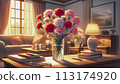 A room decorated with carnations for Mother's Day 113174920