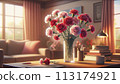A room decorated with carnations for Mother's Day 113174921