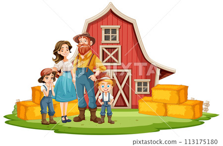 Happy Family at the Farmhouse 113175180
