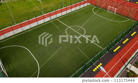 Football mini field aerial photography 113175444