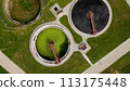 Aerial view of water purification facilities. 113175448