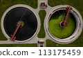 Aerial view of water purification facilities. 113175459