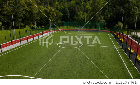Football mini field aerial photography Football mini field aerial photography 113175461