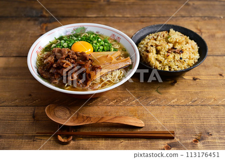 Pork belly ramen and fried rice 113176451