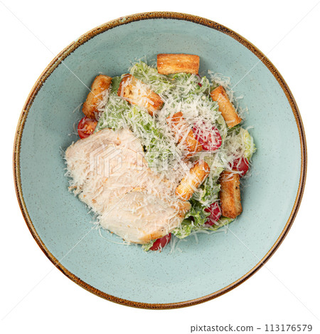 Portion of caesar salad with shrimp Portion of caesar salad with shrimp 113176579