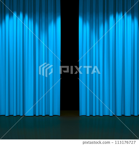 Luxury stage or windows curtains, realistic 3D illustration Luxury stage or windows curtains, realistic 3D illustration 113176727