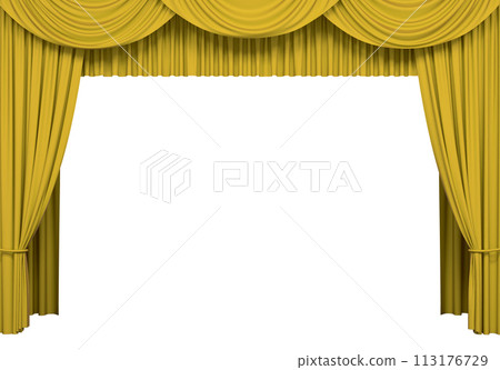 Luxury stage or windows curtains, realistic 3D illustration Luxury stage or windows curtains, realistic 3D illustration 113176729