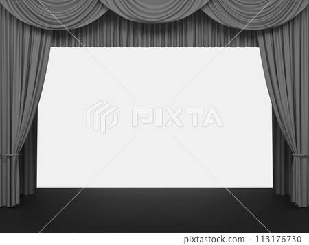 Luxury stage or windows curtains, realistic 3D illustration Luxury stage or windows curtains, realistic 3D illustration 113176730